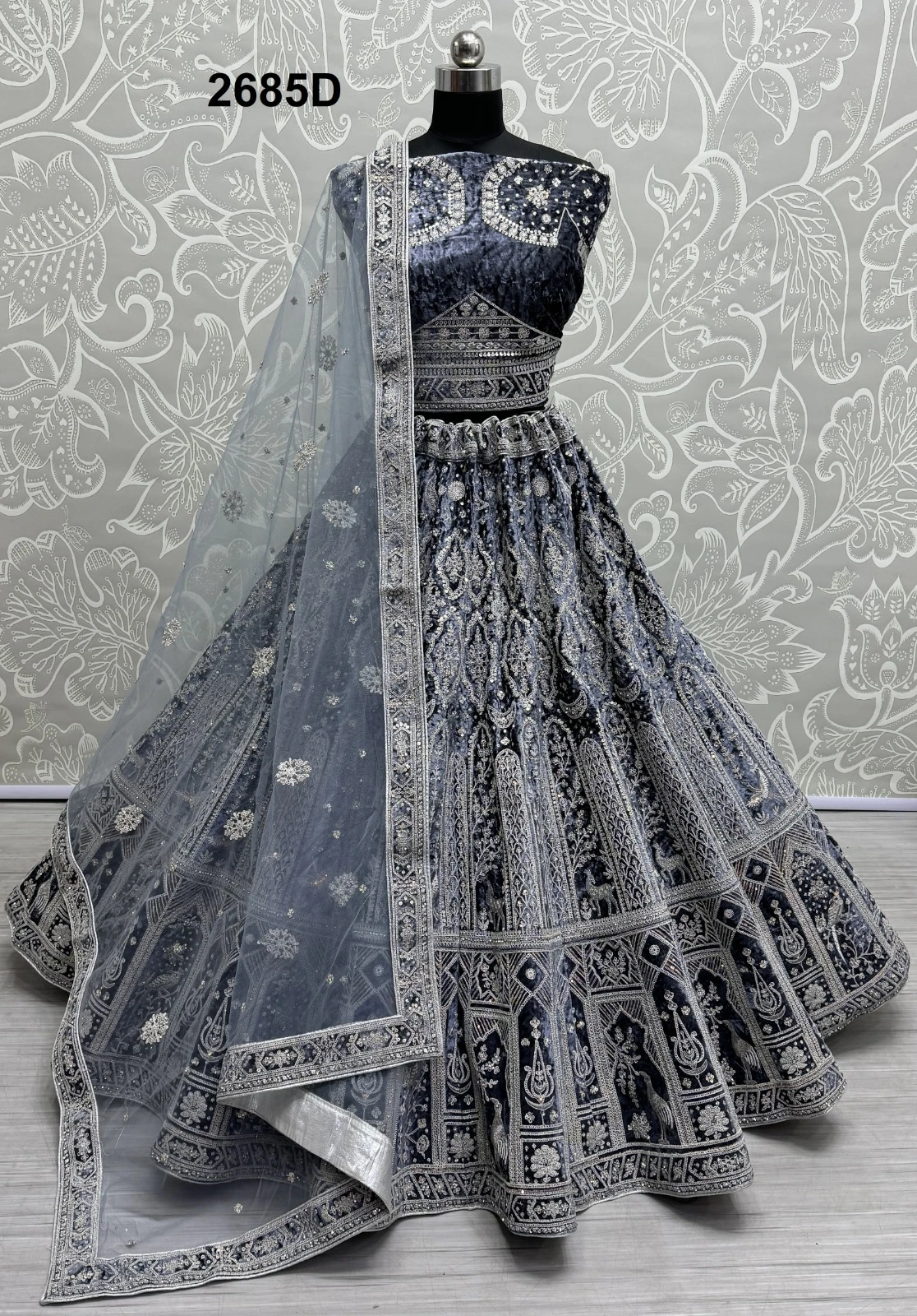 Anjani Art Designer Indian Bridal Velvet Lehenga Wholesale Catalog — Wholesale Lehenga, MPA wholesale from Surat - Gallery Image 3